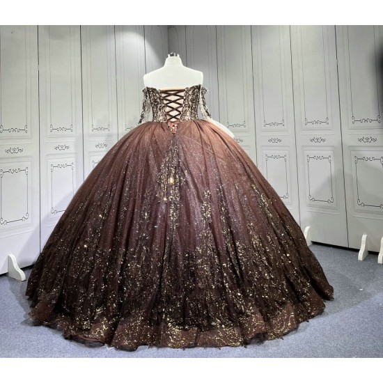 Mumuleo Chocolate Quinceanera Dresses for Girl Tassesl Pleated Off the Shoulder Princesse Rojo Customize Miss XV Vestido De Anos