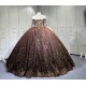 Mumuleo Chocolate Quinceanera Dresses for Girl Tassesl Pleated Off the Shoulder Princesse Rojo Customize Miss XV Vestido De Anos