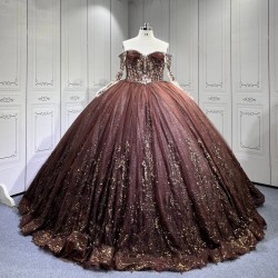Mumuleo Chocolate Quinceanera Dresses for Girl Tassesl Pleated Off the Shoulder Princesse Rojo Customize Miss XV Vestido De Anos