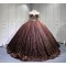 Mumuleo Chocolate Quinceanera Dresses for Girl Tassesl Pleated Off the Shoulder Princesse Rojo Customize Miss XV Vestido De Anos