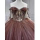 Mumuleo Chocolate Quinceanera Dresses for Girl Tassesl Pleated Off the Shoulder Princesse Rojo Customize Miss XV Vestido De Anos