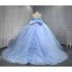 Sky Blue Quinceanera Dresses 2025 With Flowers Vestidos De 15 Aos Fiesta Azul Economic Quinceaera Dresses Verde Esmeralda