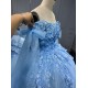 Sky Blue Quinceanera Dresses 2025 With Flowers Vestidos De 15 Aos Fiesta Azul Economic Quinceaera Dresses Verde Esmeralda
