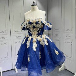 Mumuleo 3 in 1 Navy Blue Quinceanera Dress With Matching Bear Dress and Short Dresses Vestidos De Quince Anos