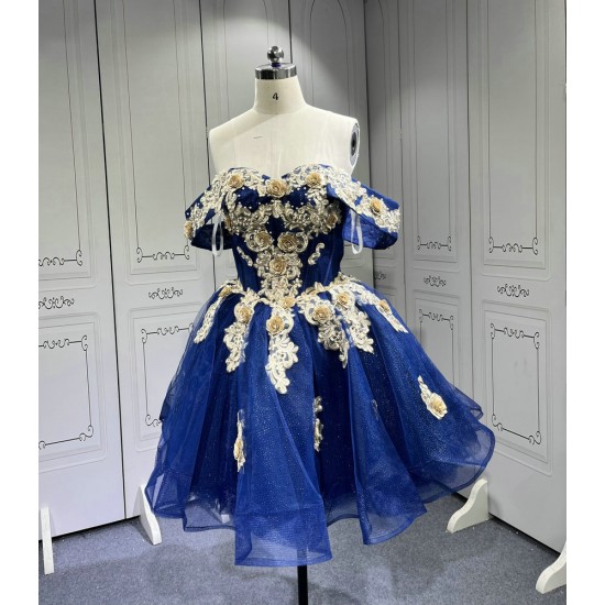Mumuleo 3 in 1 Navy Blue Quinceanera Dress With Matching Bear Dress and Short Dresses Vestidos De Quince Anos
