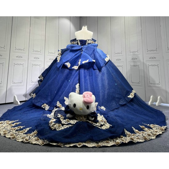 Mumuleo 3 in 1 Navy Blue Quinceanera Dress With Matching Bear Dress and Short Dresses Vestidos De Quince Anos