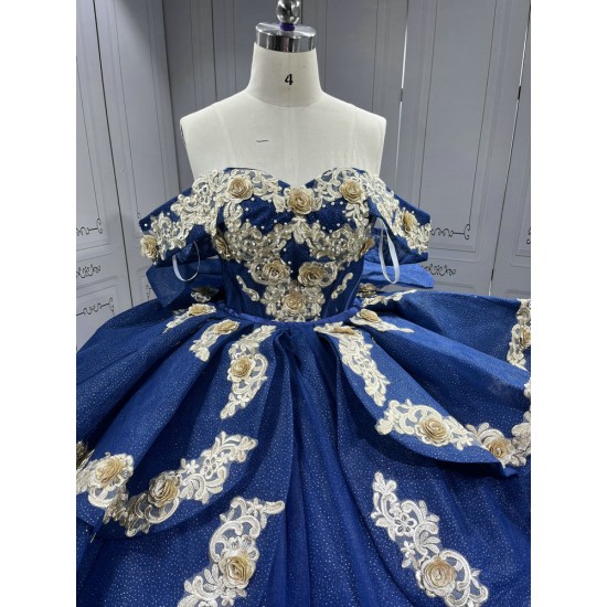 Mumuleo 3 in 1 Navy Blue Quinceanera Dress With Matching Bear Dress and Short Dresses Vestidos De Quince Anos