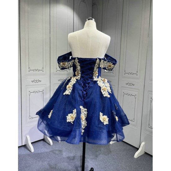 Mumuleo 3 in 1 Navy Blue Quinceanera Dress With Matching Bear Dress and Short Dresses Vestidos De Quince Anos