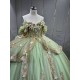 Mumuleo Sage Green With Gold Quinceanera Dresses for Girl Tassesl Pleated Off the Shoulder Sequin Robe Princesse Verde Customize