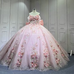 Mumuleo 2025 Pink Quinceanera Dresses With FLowers Vestidos De Xv Aos 2025 Vestidos De 15 Rosados 15 Year Old Dresses