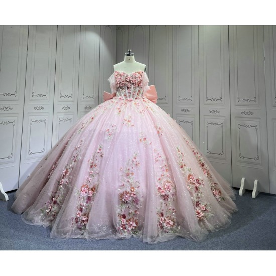 Mumuleo 2025 Pink Quinceanera Dresses With FLowers Vestidos De Xv Aos 2025 Vestidos De 15 Rosados 15 Year Old Dresses