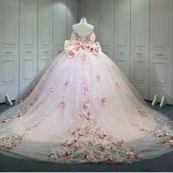 Mumuleo 2025 Pink Quinceanera Dresses With FLowers Vestidos De Xv Aos 2025 Vestidos De 15 Rosados 15 Year Old Dresses