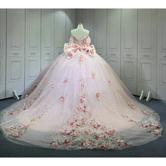 Mumuleo 2025 Pink Quinceanera Dresses With FLowers Vestidos De Xv Aos 2025 Vestidos De 15 Rosados 15 Year Old Dresses