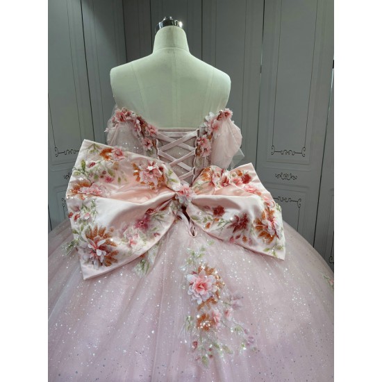 Mumuleo 2025 Pink Quinceanera Dresses With FLowers Vestidos De Xv Aos 2025 Vestidos De 15 Rosados 15 Year Old Dresses