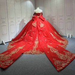 Mumuleo Red Quinceanera Dresses for Girl Tassesl Pleated Off the Shoulder Princesse Rojo Customize Miss XV Vestido De Anos