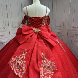 Mumuleo Red Quinceanera Dresses for Girl Tassesl Pleated Off the Shoulder Princesse Rojo Customize Miss XV Vestido De Anos