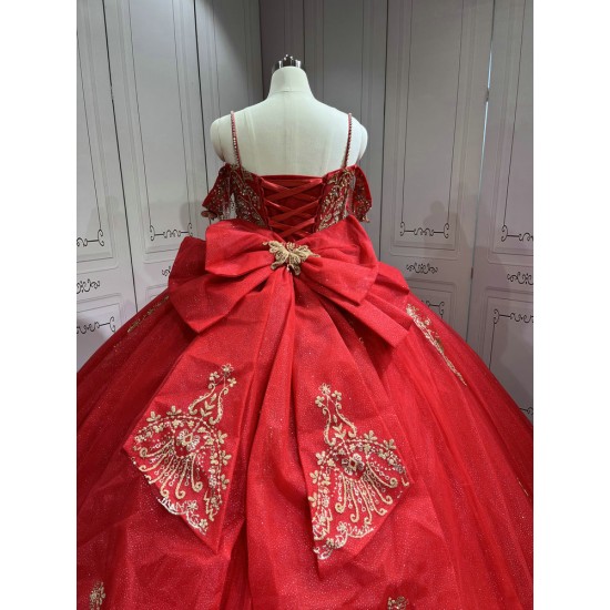 Mumuleo Red Quinceanera Dresses for Girl Tassesl Pleated Off the Shoulder Princesse Rojo Customize Miss XV Vestido De Anos