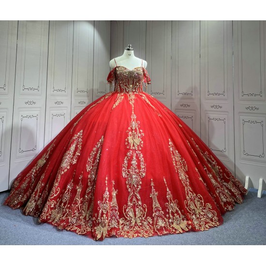 Mumuleo Red Quinceanera Dresses for Girl Tassesl Pleated Off the Shoulder Princesse Rojo Customize Miss XV Vestido De Anos