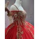 Mumuleo Red Quinceanera Dresses for Girl Tassesl Pleated Off the Shoulder Princesse Rojo Customize Miss XV Vestido De Anos