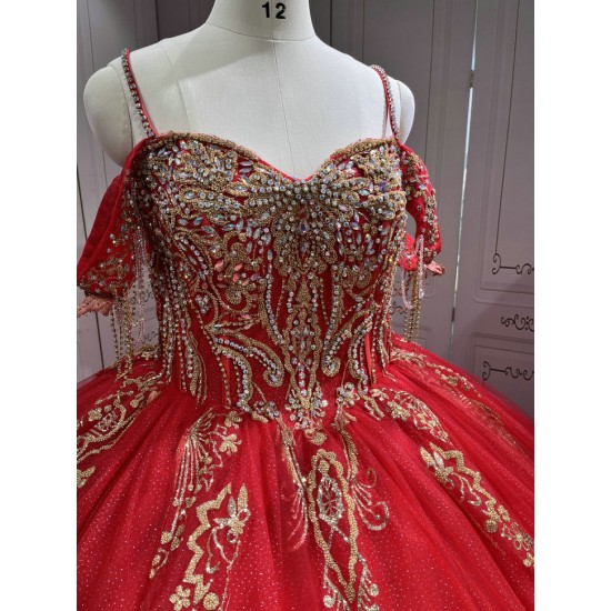 Mumuleo Red Quinceanera Dresses for Girl Tassesl Pleated Off the Shoulder Princesse Rojo Customize Miss XV Vestido De Anos