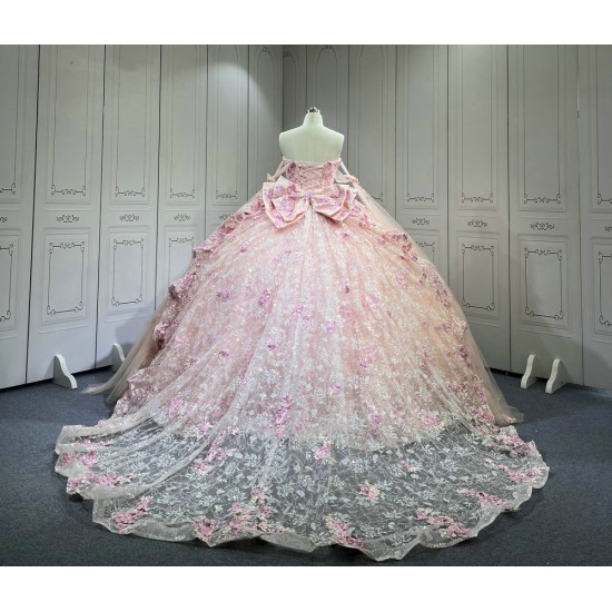 Mumuleo 2025 Pink Quinceanera Dresses With Derachable Tail Vestidos De Xv Aos 2025 Vestidos De 15 Rosados 15 Year Old Dresses