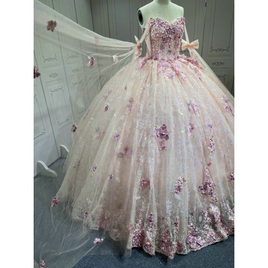 Mumuleo 2025 Pink Quinceanera Dresses With Derachable Tail Vestidos De Xv Aos 2025 Vestidos De 15 Rosados 15 Year Old Dresses