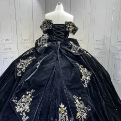 Mumuleo Vestidos 15 Anos Suzhou Factory Directly Vestido De 15 Anos Black and Gold Embroidery Mexican Quinceanera Dresses