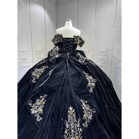 Mumuleo Vestidos 15 Anos Suzhou Factory Directly Vestido De 15 Anos Black and Gold Embroidery Mexican Quinceanera Dresses