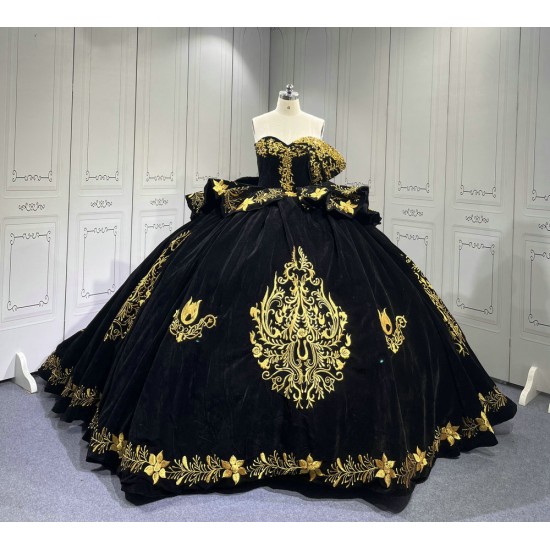 Mumuleo Black Mexican Quinceanera Dresses With Embroidery Para Fiesta Vestidos De 15 Aos XV De Quinceaera Ball Gowns Burdeos
