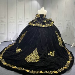 Mumuleo Black Mexican Quinceanera Dresses With Embroidery Para Fiesta Vestidos De 15 Aos XV De Quinceaera Ball Gowns Burdeos
