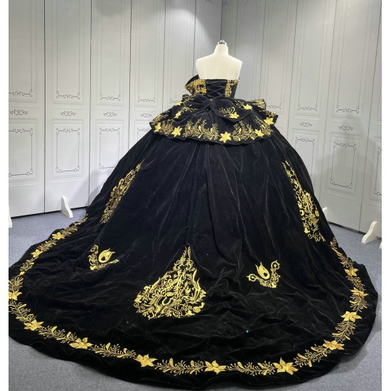 Mumuleo Black Mexican Quinceanera Dresses With Embroidery Para Fiesta Vestidos De 15 Aos XV De Quinceaera Ball Gowns Burdeos