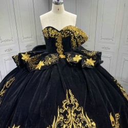 Mumuleo Black Mexican Quinceanera Dresses With Embroidery  Para Fiesta Vestidos De 15 Aos XV De Quinceaera Ball Gowns Burdeos