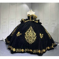 Mumuleo Black Mexican Quinceanera Dresses With Embroidery  Para Fiesta Vestidos De 15 Aos XV De Quinceaera Ball Gowns Burdeos