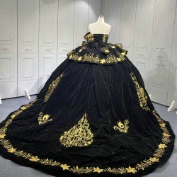 Mumuleo Black Mexican Quinceanera Dresses With Embroidery  Para Fiesta Vestidos De 15 Aos XV De Quinceaera Ball Gowns Burdeos