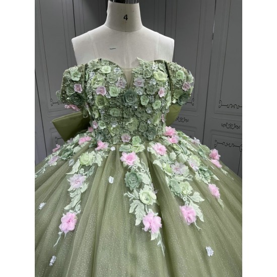 Mumuleo Sage Green Quinceanera Dress off the Shoulder 15 Dresses BallGown Vestidos Anos Quinceaneras Vestido Fiesta