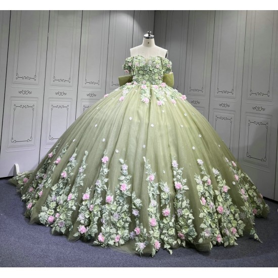 Mumuleo Sage Green Quinceanera Dress off the Shoulder 15 Dresses BallGown Vestidos Anos Quinceaneras Vestido Fiesta