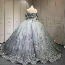 Mumuleo Metallic Blue Quinceanera Dress Lace Appliques 15 Dresses Ball Gown Vestidos Anos Quinceaneras Vestido Fiesta