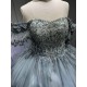 Mumuleo Metallic Blue Quinceanera Dress Lace Appliques 15 Dresses Ball Gown Vestidos Anos Quinceaneras Vestido Fiesta