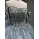 Mumuleo Metallic Blue Quinceanera Dress Lace Appliques 15 Dresses Ball Gown Vestidos Anos Quinceaneras Vestido Fiesta