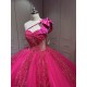 Mumuleo Fuchsia Sweet 16 Dress Vestido 15 Aos Con Cola Desmontable Vestidos De Quinceaneras Ball Gown Prom Dress with Long Train