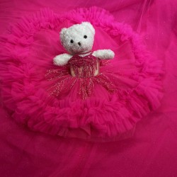 Fuchsia Ruffled Doll Quinceanera Teddy Bear Gowns Appliqued Vestidos De Quinceanera Gowns Decoration Bear Customised