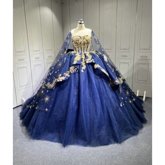 Blue With Gold Vestidos De 15 Anos Quinceaneras 2025 Robes De SoreeVestido De Festa Vestidos En LiquidacionEnvio Gratis