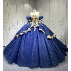 Blue With Gold Vestidos De 15 Anos Quinceaneras 2025 Robes De SoreeVestido De Festa Vestidos En LiquidacionEnvio Gratis