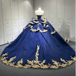 Blue With Gold Vestidos De 15 Anos Quinceaneras 2025 Robes De SoreeVestido De Festa Vestidos En LiquidacionEnvio Gratis