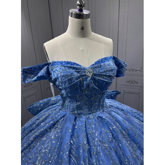 2025 Sky Blue Quinceanera Dresses Princess Ball Gown Lace Appliques Sweetheart Girls Sweet 15 Vestidos De 15 Anos