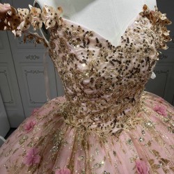 Vestidos de 15 Quinceañera Amarillo Debutante Longo Princesa Vestidos de xv Años Color Rose Gold Quinceanera Dresses