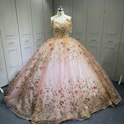 Vestidos de 15 Quinceañera Amarillo Debutante Longo Princesa Vestidos de xv Años Color Rose Gold Quinceanera Dresses