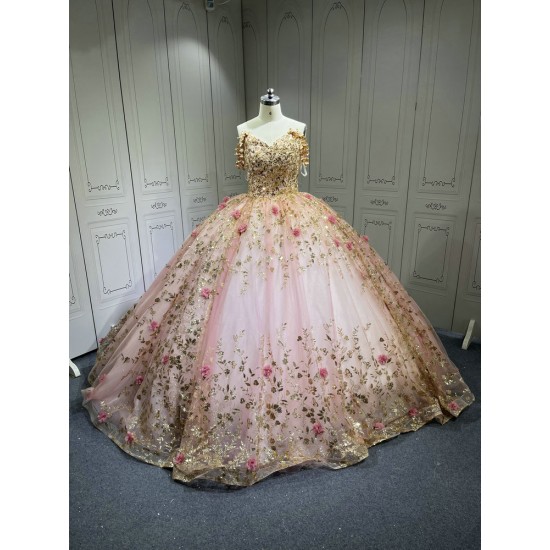 Vestidos de 15 Quinceañera Amarillo Debutante Longo Princesa Vestidos de xv Años Color Rose Gold Quinceanera Dresses