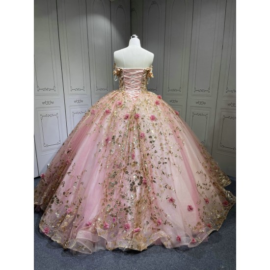 Vestidos de 15 Quinceañera Amarillo Debutante Longo Princesa Vestidos de xv Años Color Rose Gold Quinceanera Dresses