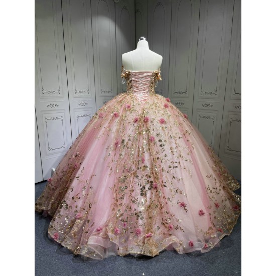 Vestidos de 15 Quinceañera Amarillo Debutante Longo Princesa Vestidos de xv Años Color Rose Gold Quinceanera Dresses